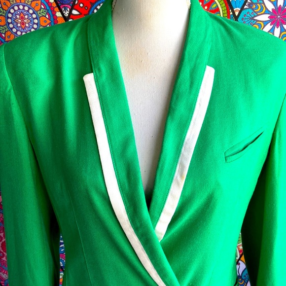 Vintage 1980s Louis Féraud Green Double Breasted Blazer Sz 10 - Picture 5 of 10